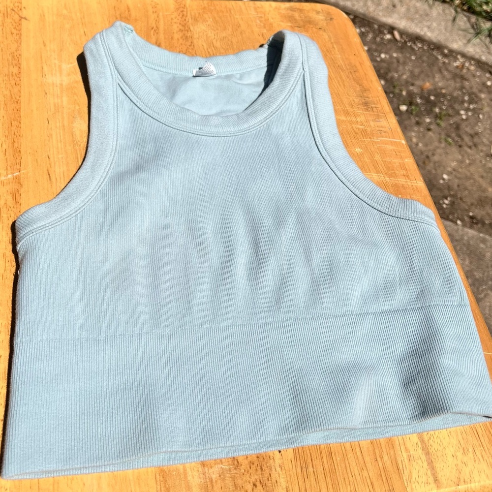 Size Small Alo Yoga Ribbed Cropped Tank, Light Blue